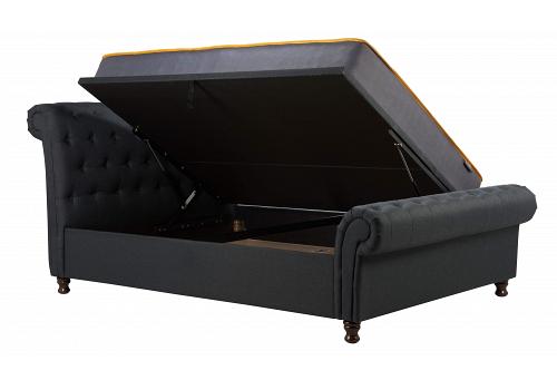 5ft King Size Castle  Scroll Chesterfield Ottoman Bed frame - Charcoal 1